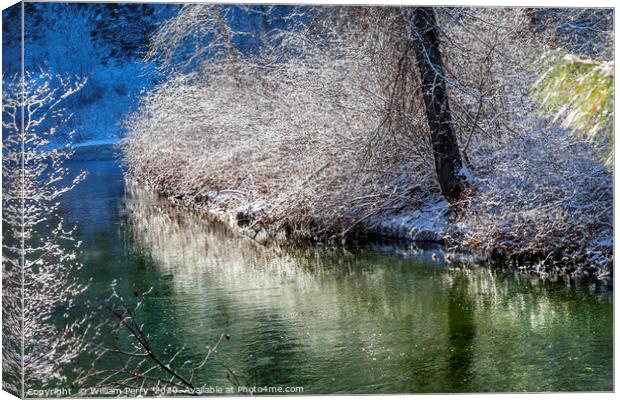 Winter Snow Wenatchee River Leavenworth Washington Canvas Print by William Perry