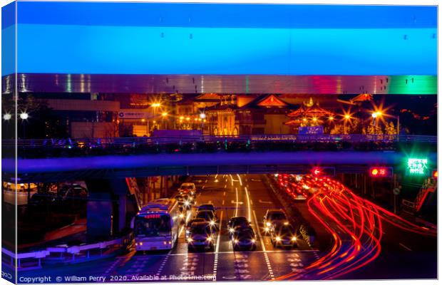 Blue Highway Traffic Shanghai China Canvas Print by William Perry