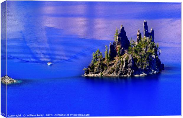 Phantom Ship Island Crater Lake Oregon Canvas Print by William Perry