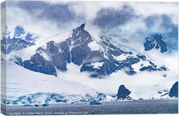 Mountains Glaciers Charlotte Bay Antarctica Canvas Print by William Perry