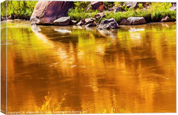Gold Yellow Reflection Abstract Colorado River Uta Canvas Print by William Perry
