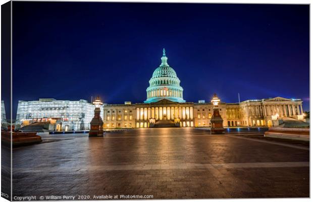 US Capitol Night Stars Washington DC  Canvas Print by William Perry