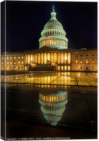 US Capitol Night Washington DC Canvas Print by William Perry