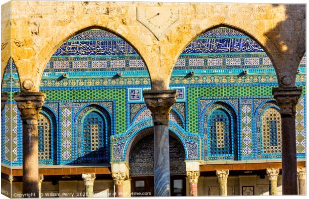 Mosaics Dome of the Rock Temple Mount Jerusalem Is Canvas Print by William Perry