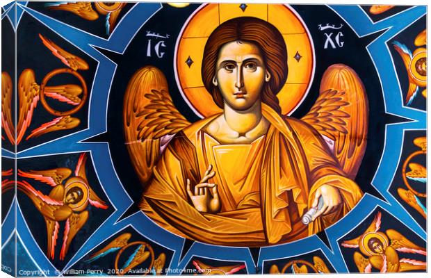 Jesus Christ Fresco Orthodox Church Bethany Jordan Canvas Print by William Perry