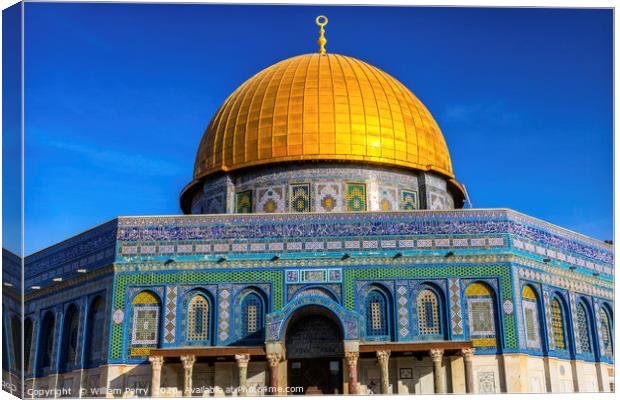 Dome of the Rock Islamic Mosque Temple Mount Jerus Canvas Print by William Perry