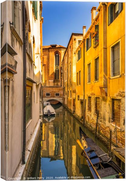Colorful Canal Venice Italy Canvas Print by William Perry