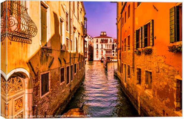 Colorful Canal Venice Italy Canvas Print by William Perry