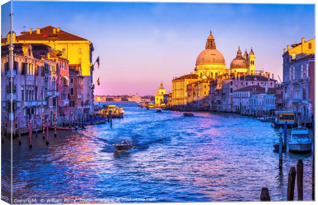 Colorful Grand Canal Salut Church Sunset Venice It Canvas Print by William Perry