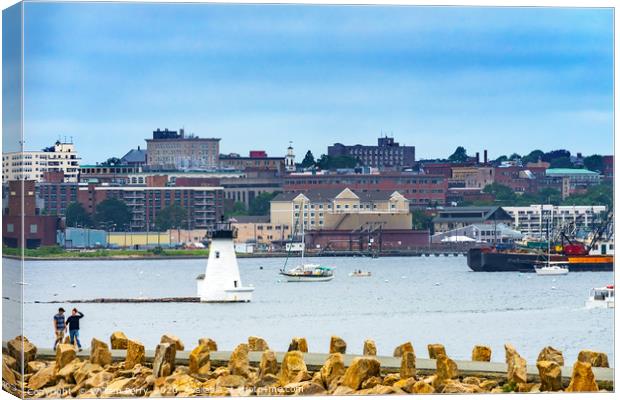 Breakwater Lighthouse New Bedford Harbor Massachus Canvas Print by William Perry
