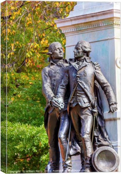 General Lafayette Statue Lafayette Park Autumn Was Canvas Print by William Perry