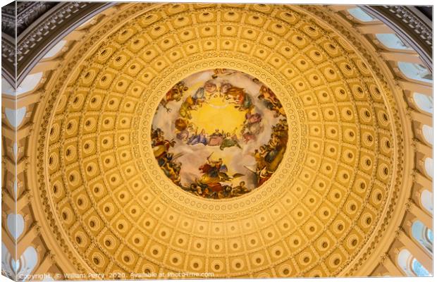 US Capitol Dome Rotunda Apothesis Washington DC Canvas Print by William Perry