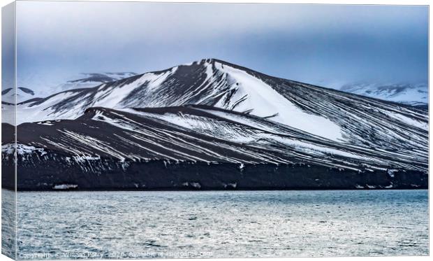 Black Snow Mountains Telefon Bay Deception Island  Canvas Print by William Perry