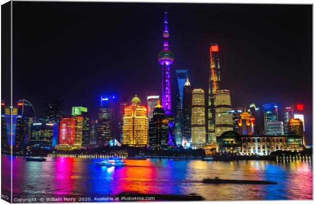 TV Tower Pudong Skyscrapers Huangpu River Shanghai Canvas Print by William Perry