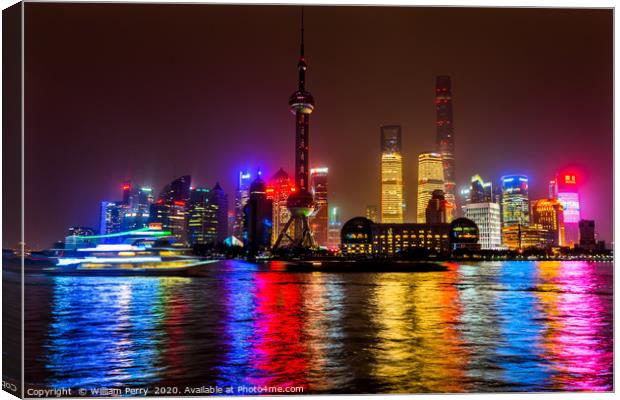Oriental Pearl TV Tower Pudong Bund Huangpu River  Canvas Print by William Perry