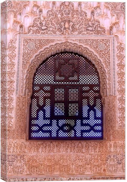 Alhambra Courtyard Moorish Wall Designs Window Gra Canvas Print by William Perry