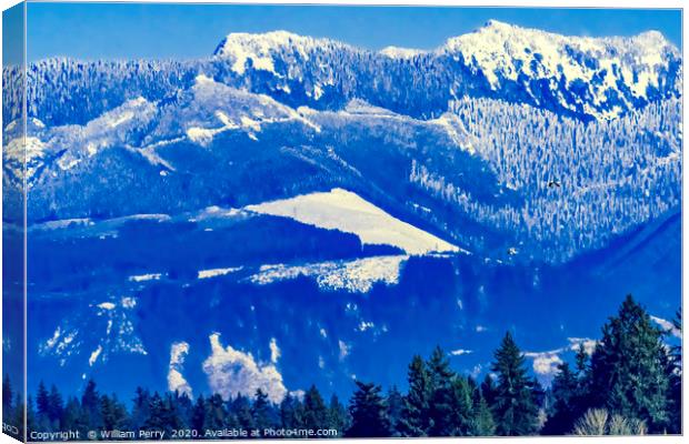 Snow Capped Mountains Bellevue Washington Canvas Print by William Perry