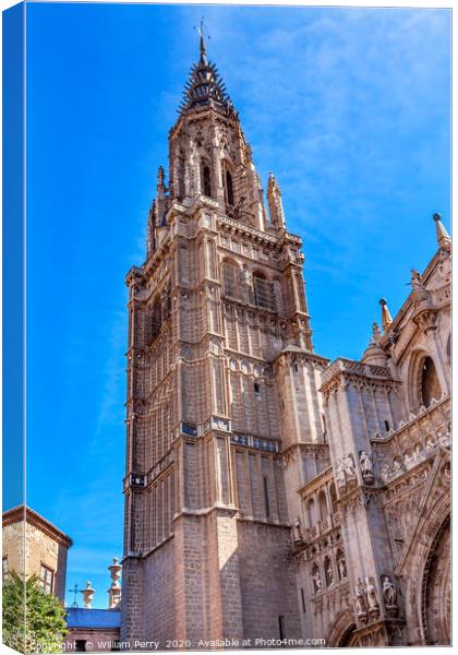 Cathedral Spire Tower Toledo Spain Canvas Print by William Perry