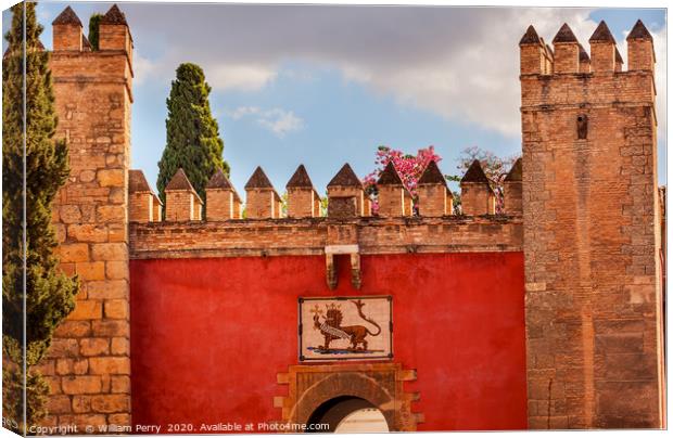 Red Front Gate Alcazar Royal Palace Seville Spain Canvas Print by William Perry