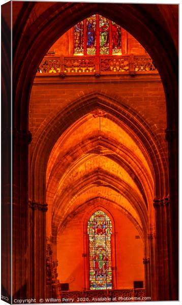 Arch King Ferdinand Stained Glass Seville Cathedra Canvas Print by William Perry