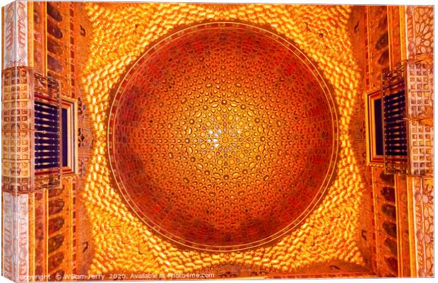 Orange Mosaic Celing Ambassador Room Alcazar Royal Canvas Print by William Perry