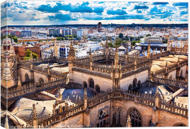 City View Tower from Giralda Tower Seville Cathedral Spain Canvas Print by William Perry