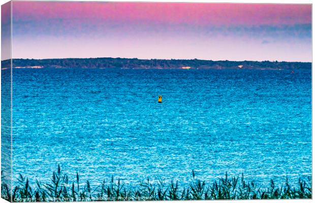 Padanaram Sunset Yellow Buoy Ocean Dartmouth Massachusetts Canvas Print by William Perry