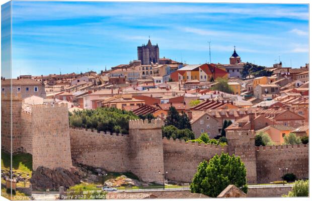 Avila Walls Ancient Medieval City Castile Spain Canvas Print by William Perry
