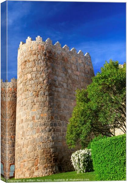 Avila Castle Walls Cityscape Castile Spain Canvas Print by William Perry