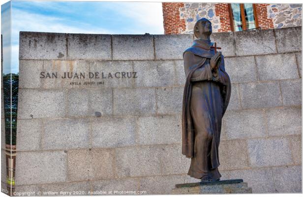 San Juan de la Cruz Statue Avila Castile Spain Canvas Print by William Perry