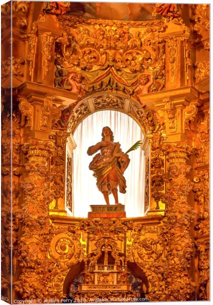 Avila Cathedral Basilica Altar Statue Mary Spain Canvas Print by William Perry