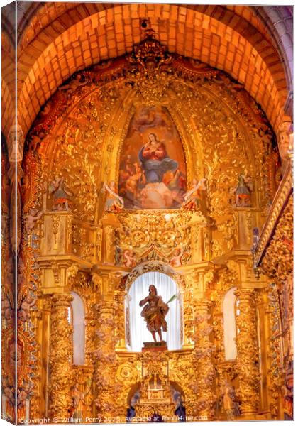Avila Cathedral Basilica Altar Statue Mary Painting Spain Canvas Print by William Perry