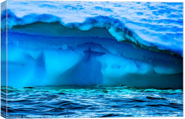 Floating Blue Green Iceberg Closeup Water Antarctica Canvas Print by William Perry