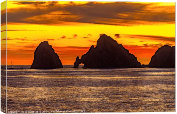 Sunset The Arch Cabo San Lucas Mexico Canvas Print by William Perry