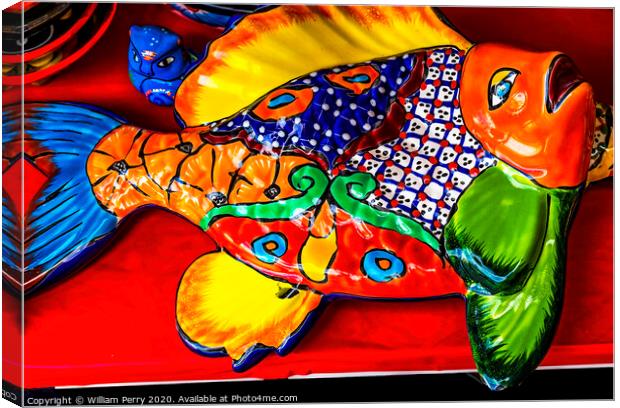 Colorful Mexican Ceramic Fish Los Cabos Mexico Canvas Print by William Perry