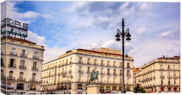 Puerta del Sol Plaza King Carlos Statue Madrid Spain Canvas Print by William Perry