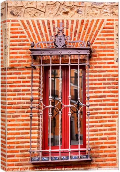 Window Casa de Cisneros Plaza de la Villa Madrid Spain Canvas Print by William Perry