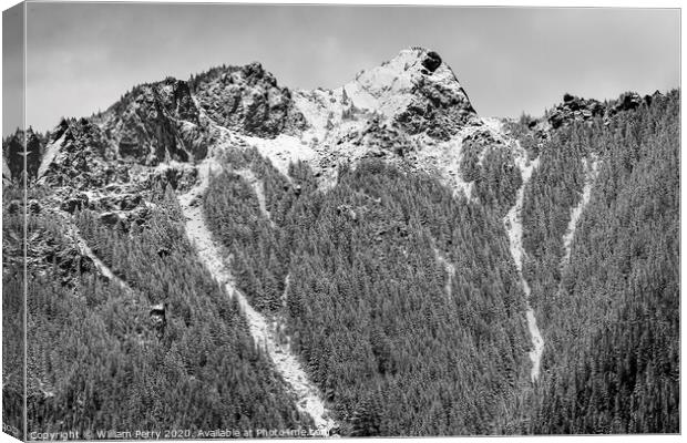 Black White Mount Si Snow North Bend Washington Canvas Print by William Perry