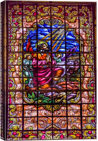 Stained Glass Jesus Basilica Santa Iglesia Collegiata de San Isidro Madrid Spain Canvas Print by William Perry