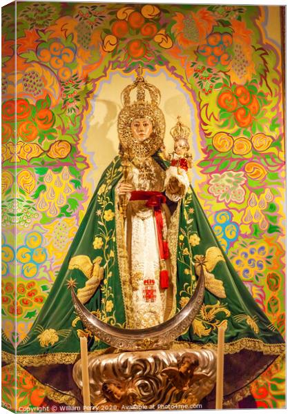 Mary Baby Jesus Crowns Statue Basilica Santa Iglesia Collegiata de San Isidro Madrid Spain Canvas Print by William Perry
