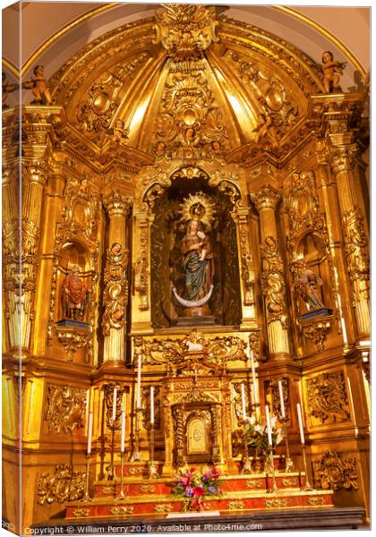 Basilica Golden Altar Mary Jesus Statue Santa Iglesia Collegiata de San Isidro Madrid Spain Canvas Print by William Perry