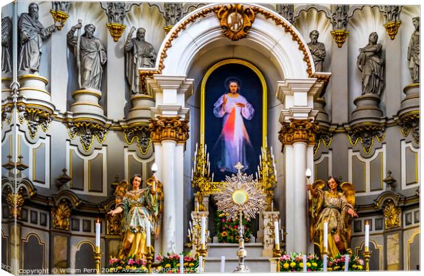 Monstrance Jesus Painting La Compania Church Puebla Mexico Canvas Print by William Perry