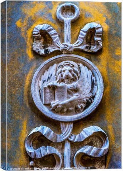 Winged Lion Venetian Symbol Saint Mark's Square Venice Italy Canvas Print by William Perry