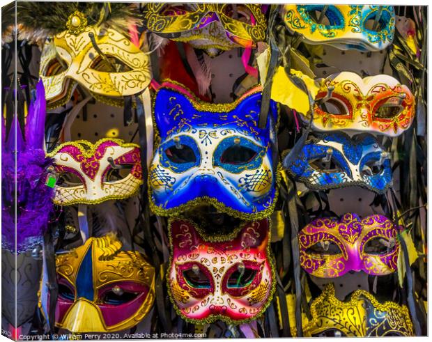 Traditional Venetian Masks Venice Italy Canvas Print by William Perry