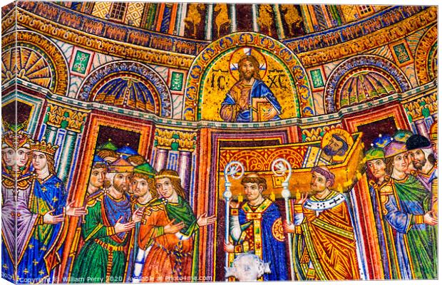 Consecration  Mark's Body Mosaic Saint Mark Cathedral Venice Italy Canvas Print by William Perry
