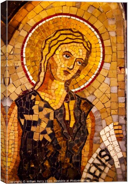 Angel Mosaic Monastery Montserrat Catalonia Spain Canvas Print by William Perry