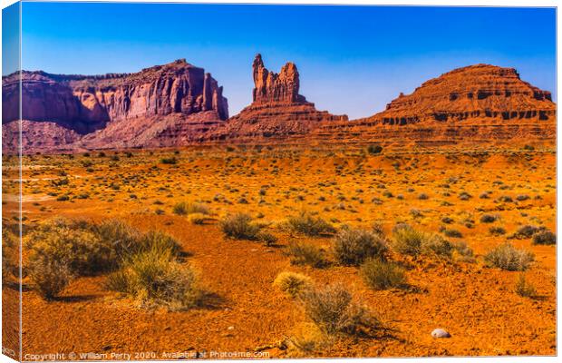Sitting Hen Rock Formation Canyon Cliff Monument Valley Utah Canvas Print by William Perry