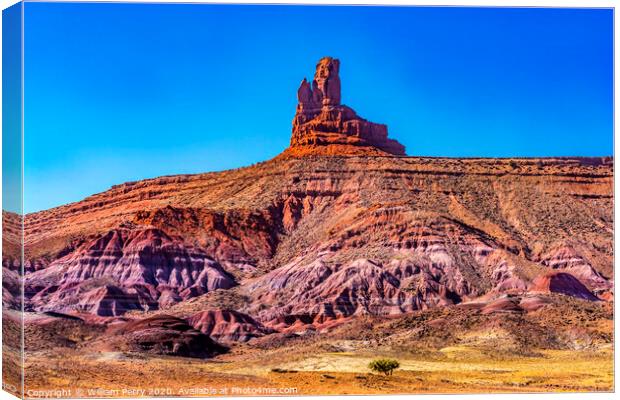 Sitting Hen Rock Formation Canyon Cliff Monument Valley Utah Canvas Print by William Perry