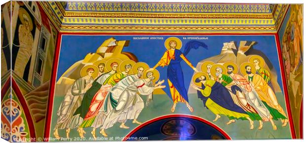 Jesus Disciples Mosaic Saint Michael Cathedral Kiev Ukraine Canvas Print by William Perry
