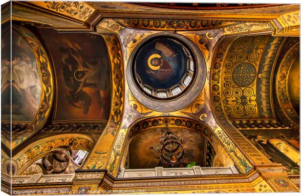 Basilica Dome Ceiling Saint Volodymyr Cathedral Kiev Ukraine Canvas Print by William Perry